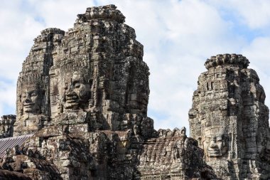 Siemreap, Kamboçya, Angkor Thom tapınakta Bayon yüzler.