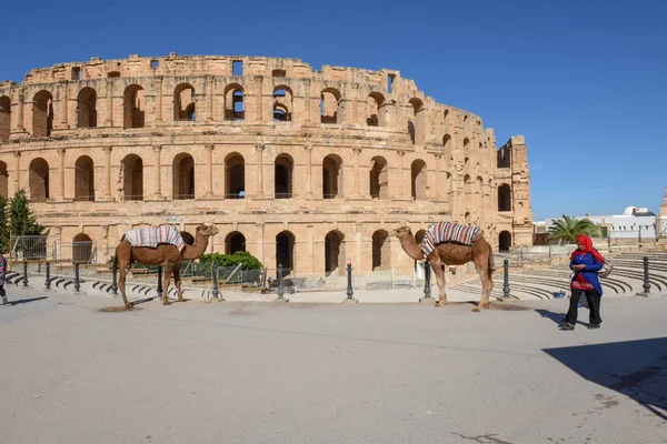 Romerska amfiteater i El Jem om Tunisien, Unescos världsarv — Stockfoto