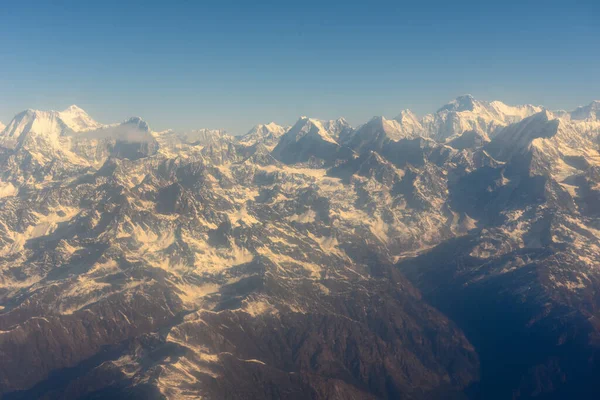 Himalayas ridge with Mount Melungtse aerial view from Nepal coun — Stock Photo, Image