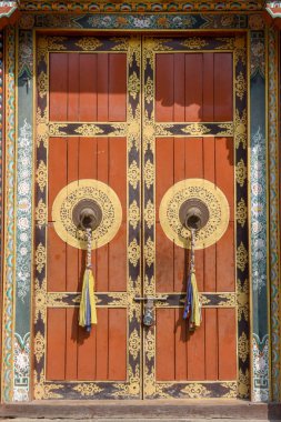Bodhnath, Nepal 'deki Budist manastırının kapısı.