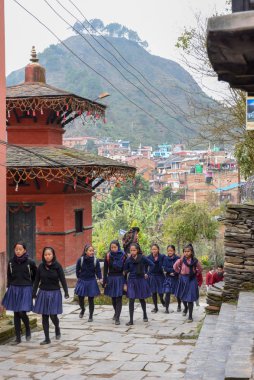 The pedestrian zone in the center of Bandipur village on Nepal