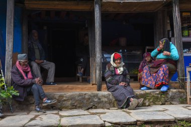 People at the pedestrian zone in the center of Bandipur village 