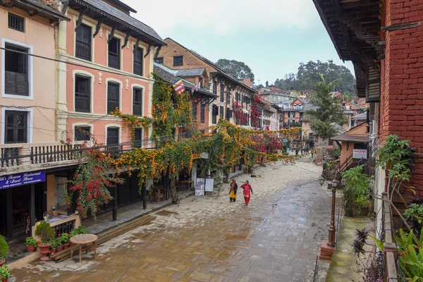 The pedestrian zone in the center of Bandipur village on Nepal — Stock Photo, Image