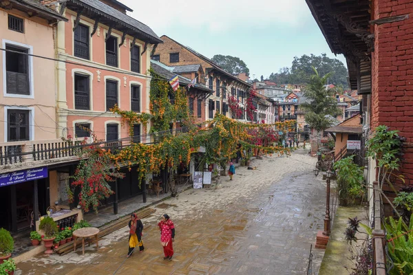 Die Fußgängerzone im Zentrum des Dorfes Bandipur in Nepal — Stockfoto