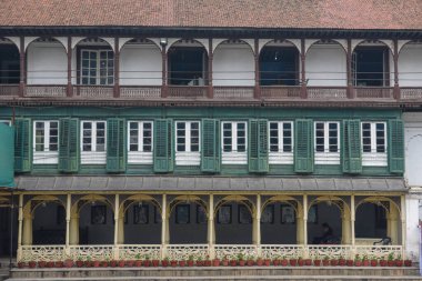 Nepal 'de Katmandu' daki Durban Meydanı 'ndaki bir tapınağın mimari ayrıntıları