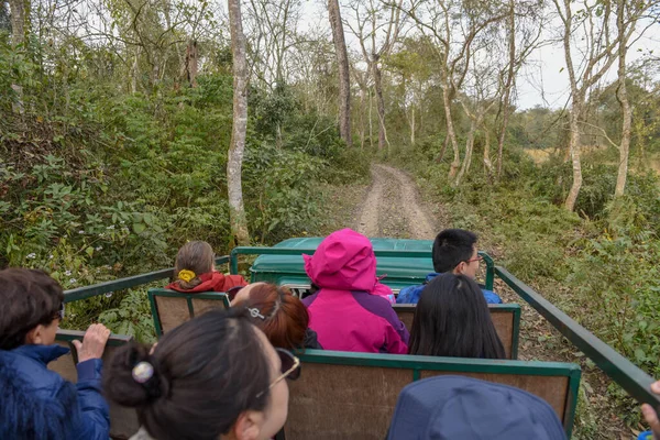 Sauraha Nepal Enero 2020 Personas Safari Jeep Parque Nacional Chitwan —  Fotos de Stock