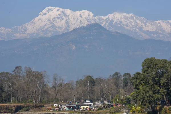 Die Machapuchare Und Annapurna Kette Vom Fewa See Pokhara Nepal — Stockfoto