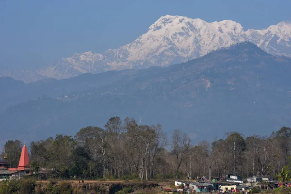 Σειρά Machapuchare Και Annapurna Φαίνεται Από Λίμνη Phewa Στην Pokhara — Φωτογραφία Αρχείου