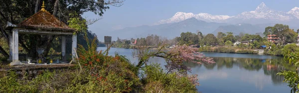 Мачапучар Аннапурна Зустрічаються Озері Пева Покхарі Непал — стокове фото