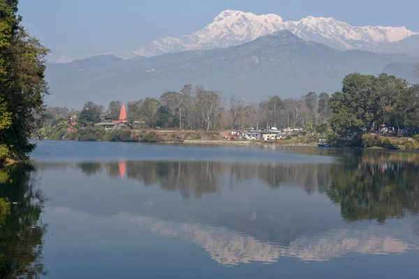 Machapuchare Annapurna Pohoří Vidět Jezera Phewa Pokhara Nepálu — Stock fotografie