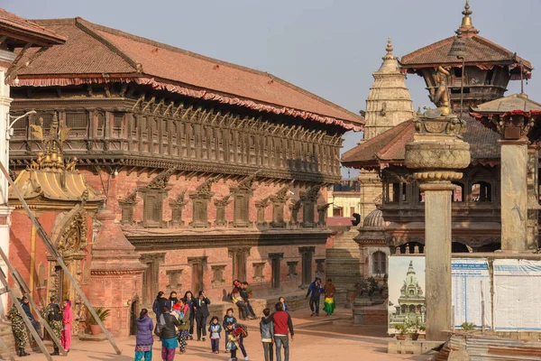 Bhaktapur Nepal Januar 2020 Menschen Gehen Auf Dem Durban Platz — Stockfoto