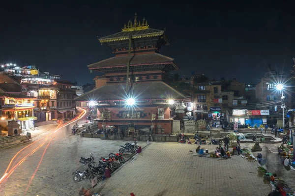 Храм Площади Таумади Ночью Бхактапуре Непале — стоковое фото