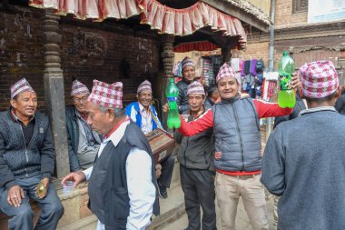 Bhaktapur, Nepal - 27 Ocak 2020: Nepal 'deki Bhaktapur' da Hindu kurban edenler