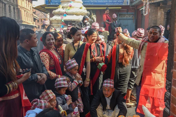 Bhaktapur Népal Janvier 2020 Personnes Sacrifice Hindou Bhaktapur Népal — Photo