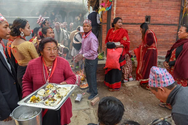 Bhaktapur Nepal January 2020 People Hindu Sacrifice Bhaktapur Nepal — Stock Photo, Image