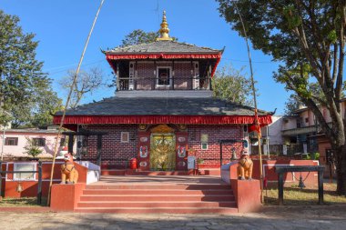 Tansen, Nepal - 14 Ocak 2020: Tansen 'deki Durbar Meydanı tapınağı