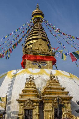 Nepal 'deki Katmandu' daki Swayambhunath tapınağı.
