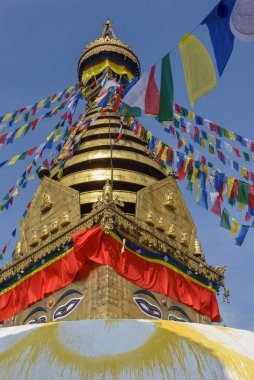 Nepal 'deki Katmandu' daki Swayambhunath tapınağı.
