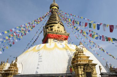 Nepal 'deki Katmandu' daki Swayambhunath tapınağı.