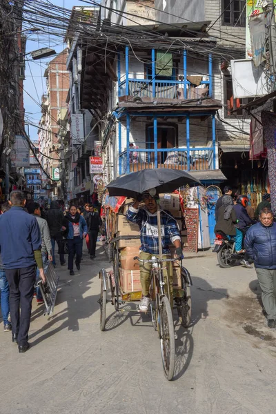 Katmandú Nepal Enero 2020 Personas Caminando Por Viejo Centro Katmandú — Foto de Stock
