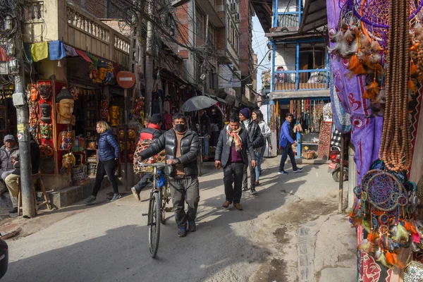 Kathmandu Nepal Januar 2020 Menschen Gehen Durch Das Alte Zentrum — Stockfoto