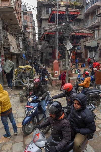 Κατμαντού Νεπάλ Ιανουαρίου 2020 Μποτιλιάρισμα Στο Κέντρο Του Κατμαντού Στο — Φωτογραφία Αρχείου