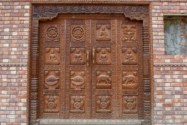 Porta Uma Casa Kirtipur Nepal — Fotografia de Stock