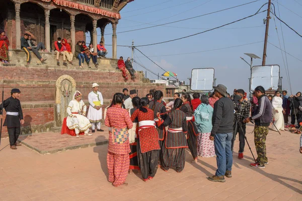 Kirtipur Nepal Februari 2020 Filmuppsättning Bollywood Film Kirtipur Nepal — Stockfoto