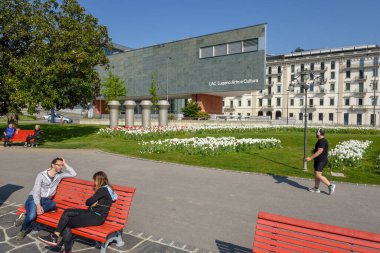 Lugano, İsviçre - 23 Nisan 2020: İsviçre 'nin İtalya kesimindeki Lugano' da LAC müzesi