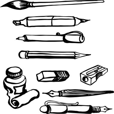 resim seti enstrüman vektörü siyah ve beyaz