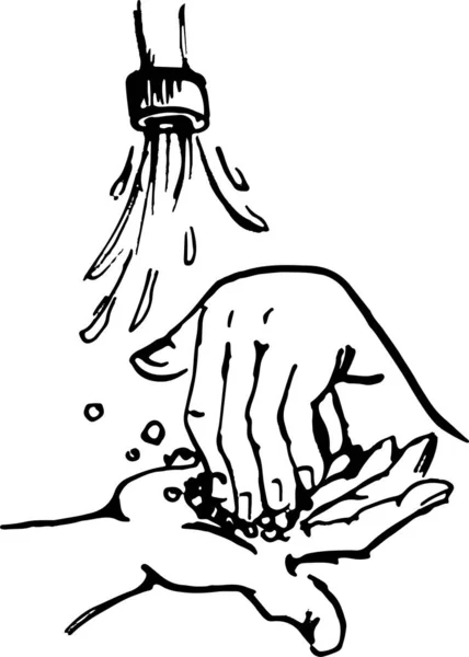 Mãos. Mãos lavadas saudáveis, cuidados de saúde, médico, higiene pessoal. Ilustração vetorial de lavar as mãos . —  Vetores de Stock