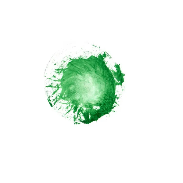Grön Gouashe Färg Ritad Med Pensel Stroke Cirkel Form — Stockfoto