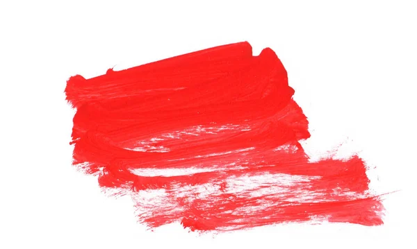 Peinture Gouashe Rouge Dessinée Avec Coup Pinceau Isolé — Photo