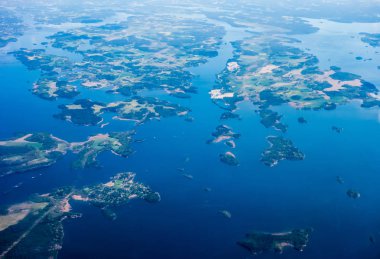 Aerial view of islands on Lake Malar, Sweden. clipart