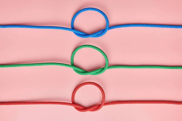Braided nylon ropes tied the knot