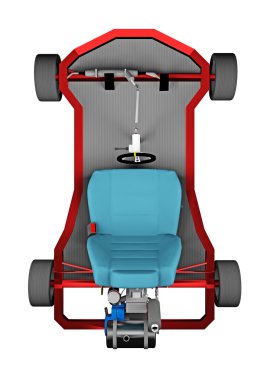 Üstten Görünüm carting makineden. Beyaz izole. 3D render