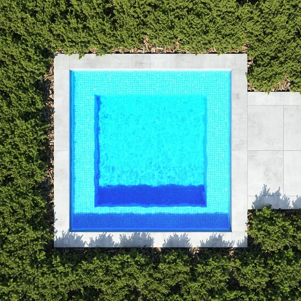 Quadratischer Pool. von oben 3D-Rendering — Stockfoto