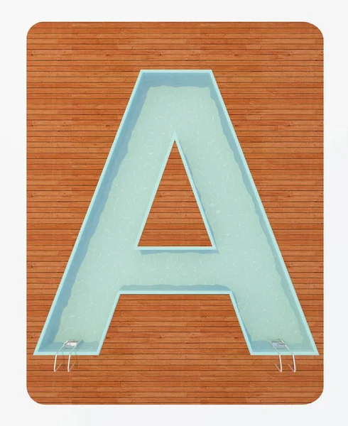 Piscina a forma di lettera un rendering 3d — Foto Stock