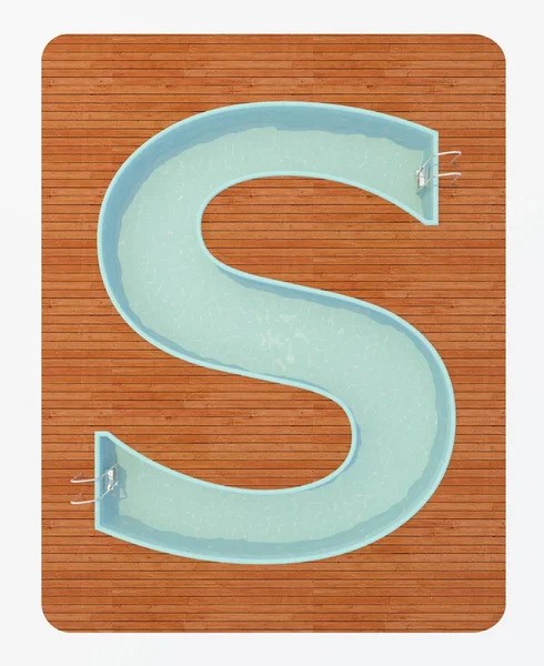 Piscina a forma di lettera s rendering 3d — Foto Stock