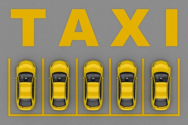 Parking taxis top view. 3d rendering — Stock Photo, Image