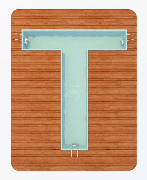 Pool in Form eines Buchstabens t 3D-Rendering — Stockfoto