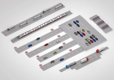 yol bölümler. 3D render