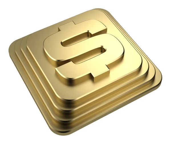 Gold-Dollar-Zeichen auf einem Sockel 3D-Rendering — Stockfoto