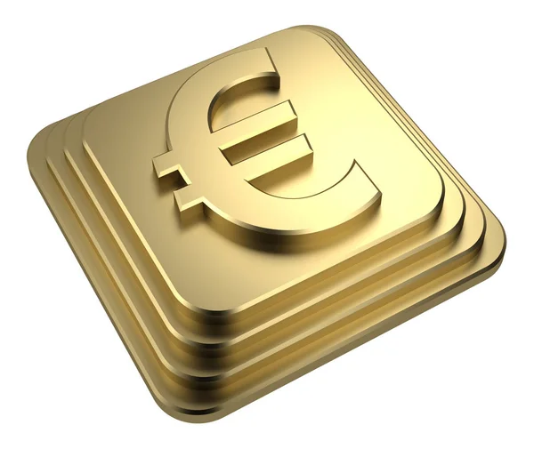 Gold-Euro-Zeichen auf einem Sockel 3D-Rendering — Stockfoto