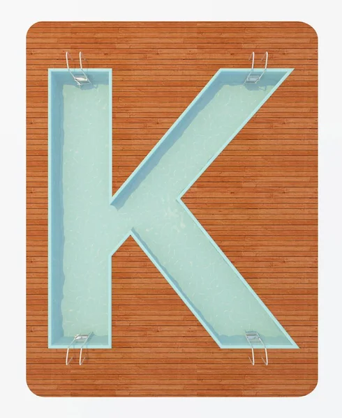 Piscina a forma di lettera K 3d rendering — Foto Stock