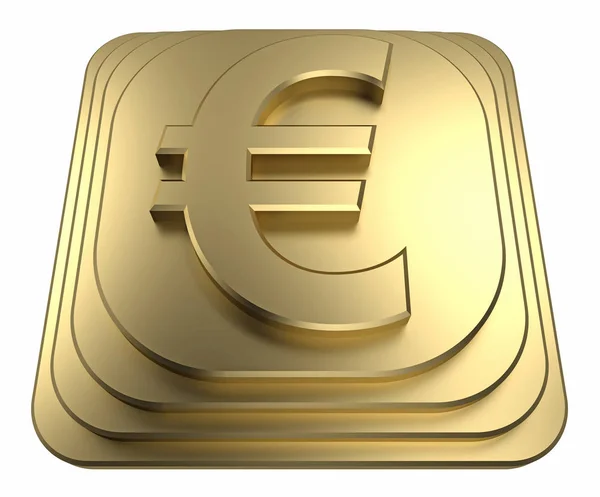Znak euro złoty na piedestale renderowania 3d — Zdjęcie stockowe