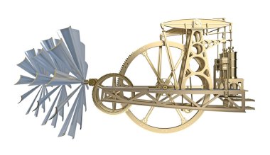 buhar motoru beyaz 3d render izole