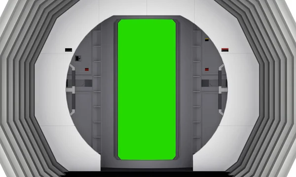 koridor sc fi 3d render kapıya