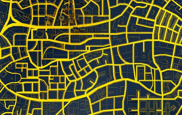 Negro baja poli ciudad vista superior 3d renderizado — Foto de Stock