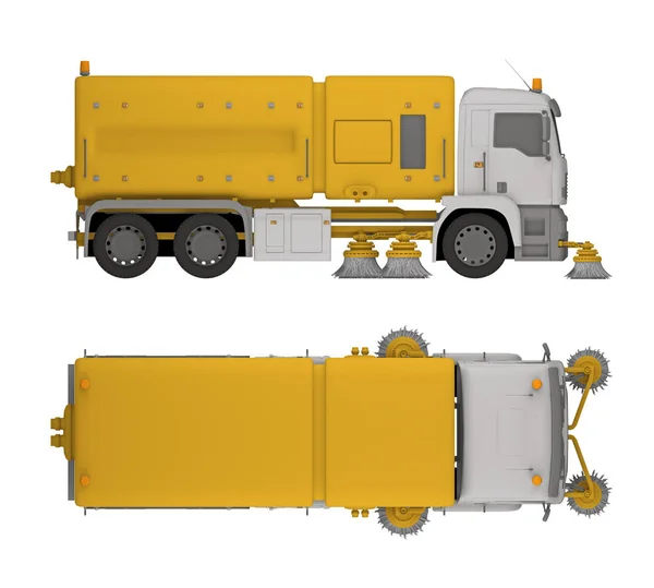 Vegen van de straat vrachtwagen geïsoleerd op wit 3D-rendering — Stockfoto